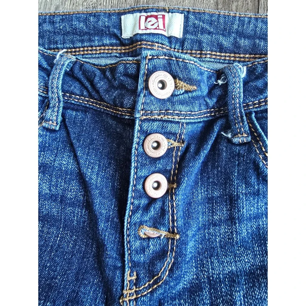 LEI Juniors Dark Wash Distressed Ripped Skinny‎ Jeans Size 7 Regular Denim